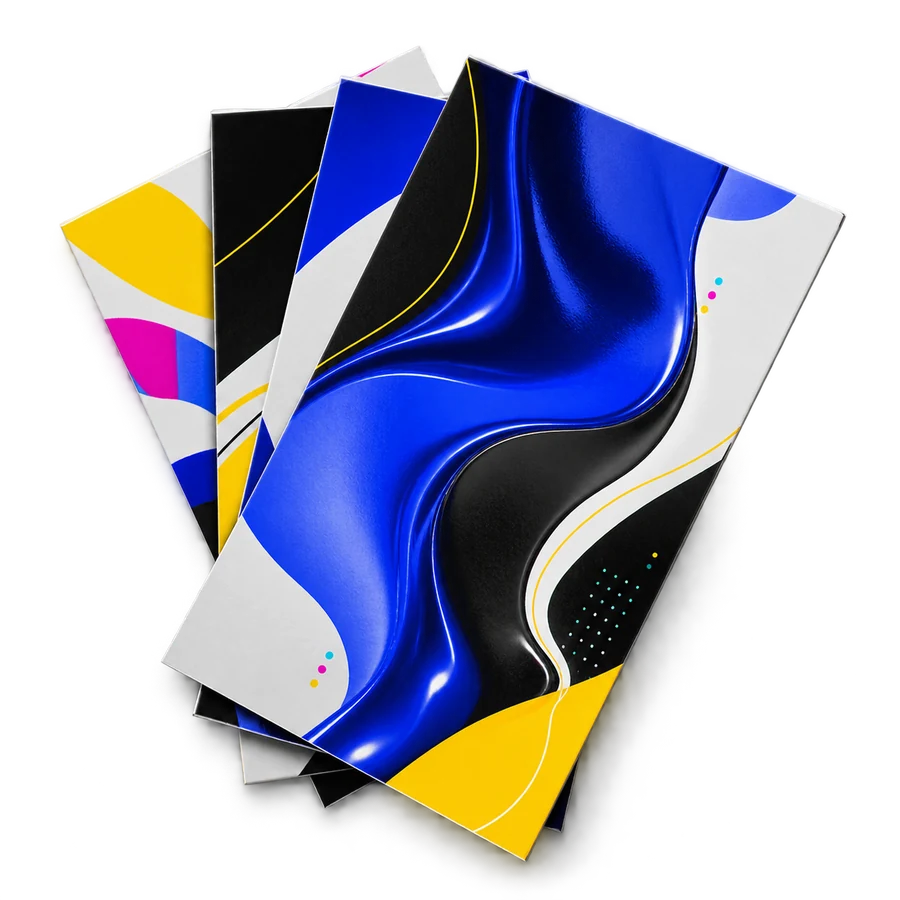 A fan of full-color flyers