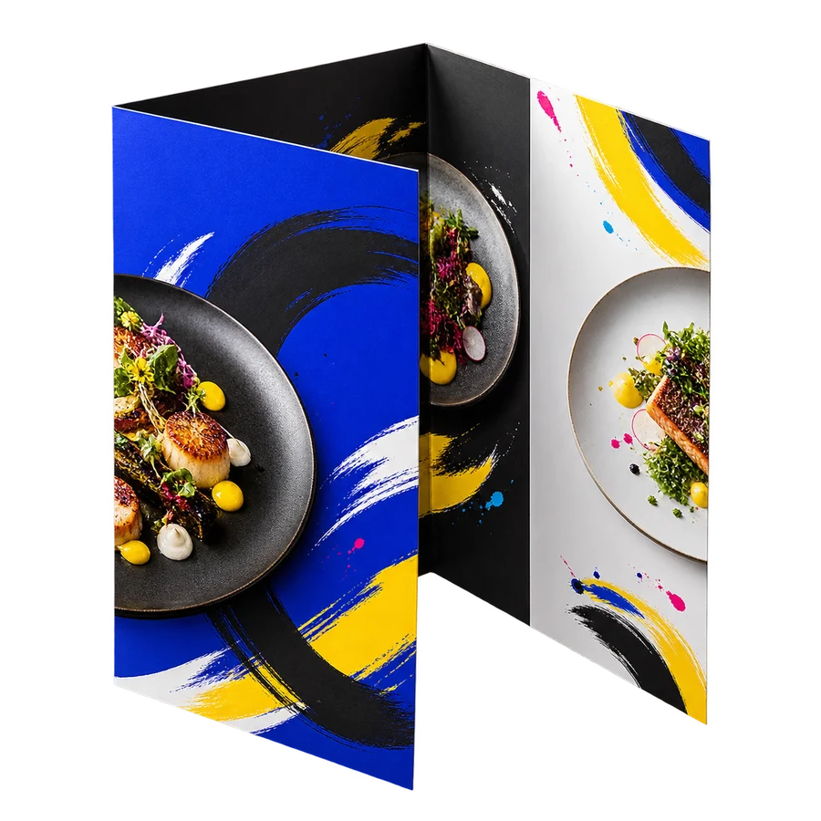 An open folded menu